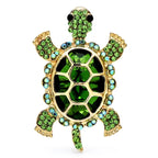 Faceted Shell Sea Turtle Brooch — Green