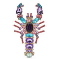 Jeweled Lobster with Faceted Stones Brooch — Purple