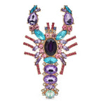 Jeweled Lobster with Faceted Stones Brooch — Purple