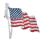 Rhinestone American Flag Brooch