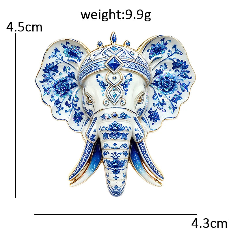 Ornate Floral Elephant Head Brooch