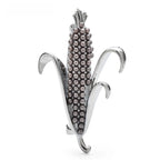 Pearl-Look Corn Cob Brooch — Gunmetal