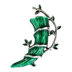 Bamboo Horn with Leaf Sprig Brooch original white background product photo