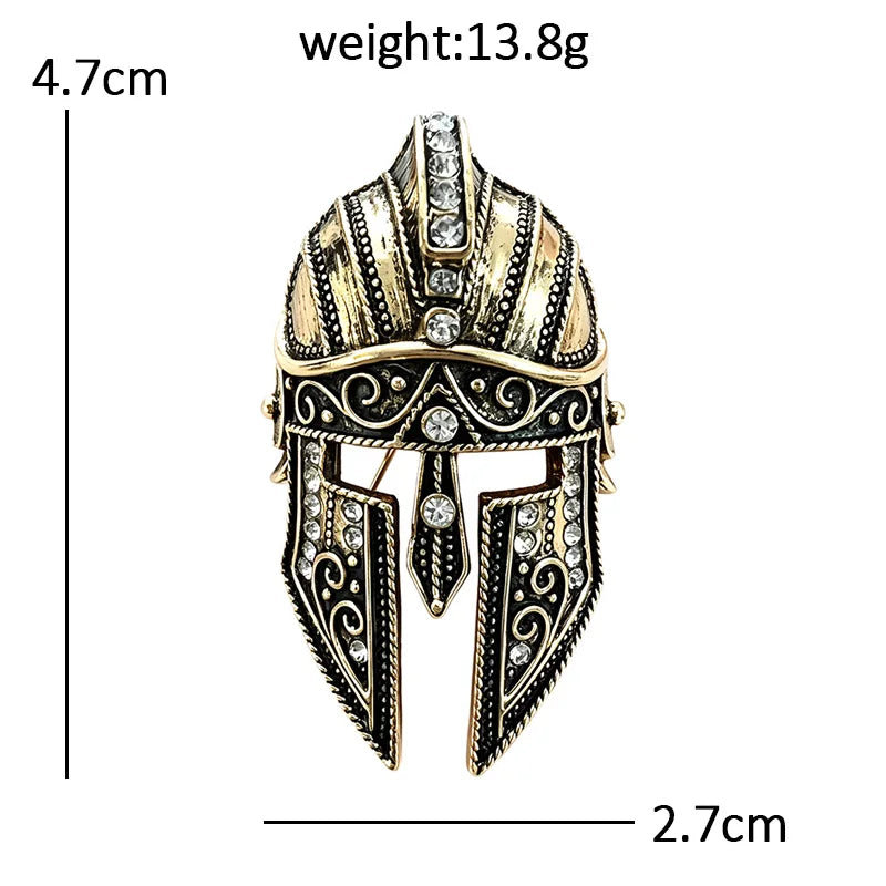 Vintage Warrior Helmet Rhinestone Brooch