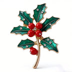 Winter Holly Sprig with Red Berries Brooch original white background product photo