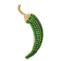 Rhinestone Chili Pepper Brooch — Green