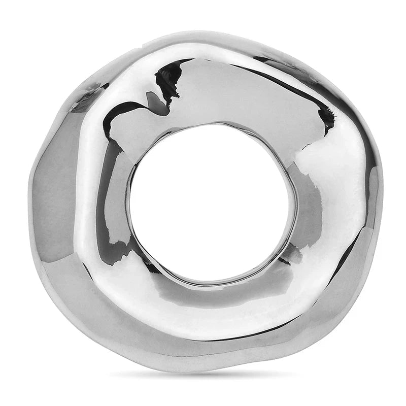 Sculptural Open Disc Stainless Steel Brooch — Silver