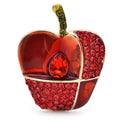 Enamel Apple with Patchwork Rhinestones Brooch — Red