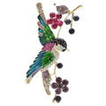Jeweled Hummingbird on Berry Branch Brooch — Green