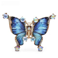 Vintage-Style Patterned Butterfly Brooch — Blue