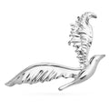Polished Flying Bird with Outstretched Wings Brooch — Silver