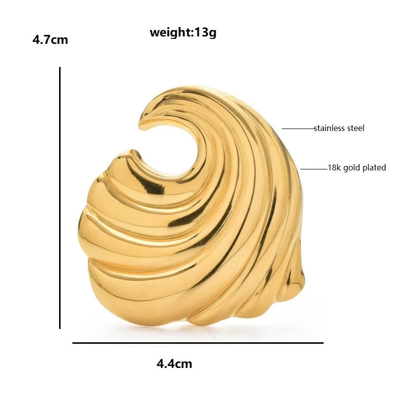 Sculptural Ocean Wave Brooch — dimensions