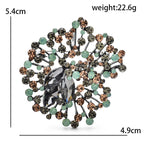 Vintage-Style Jeweled Floral Medallion Brooch — dimensions