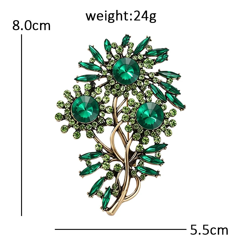 Vintage Three Flower Rhinestone Bouquet Brooch