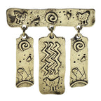 Mystic Symbols with Tassel Charms Brooch — Gold