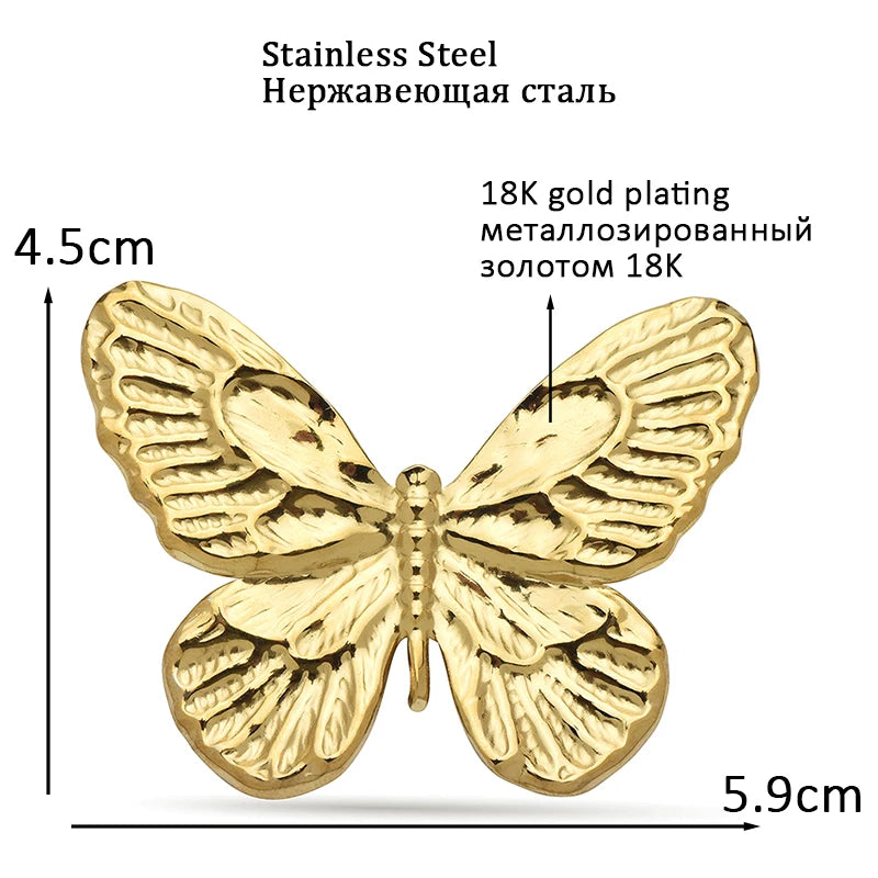 Textured Wings Butterfly Brooch — dimensions