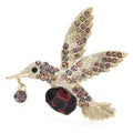 Faceted Hummingbird in Flight Brooch — Brown