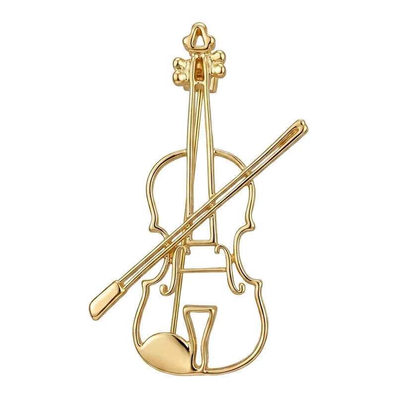 Openwork Violin and Bow Brooch original white background product photo