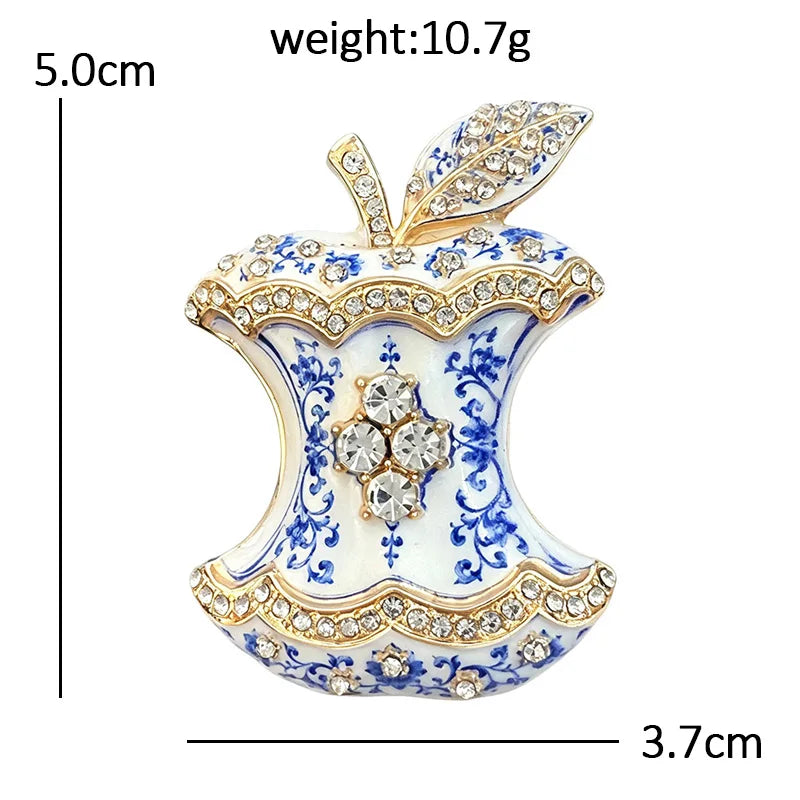 Apple Core Rhinestone Brooch