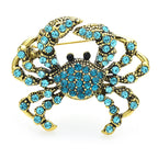 Vintage Jeweled Crab with Raised Claws Brooch