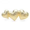 Textured Triple Heart Brooch — Gold