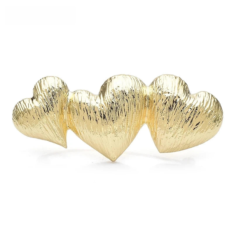 Textured Triple Heart Brooch — Gold