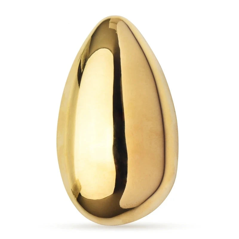 Polished Sculptural Egg Brooch — Gold