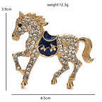 Rhinestone Horse with Enamel Saddle Brooch dimensions and weight
