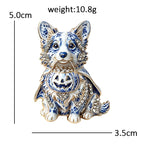 Halloween Pumpkin Corgi Brooch