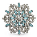 Jeweled Snowflake with Baguette Accents Brooch — Aqua