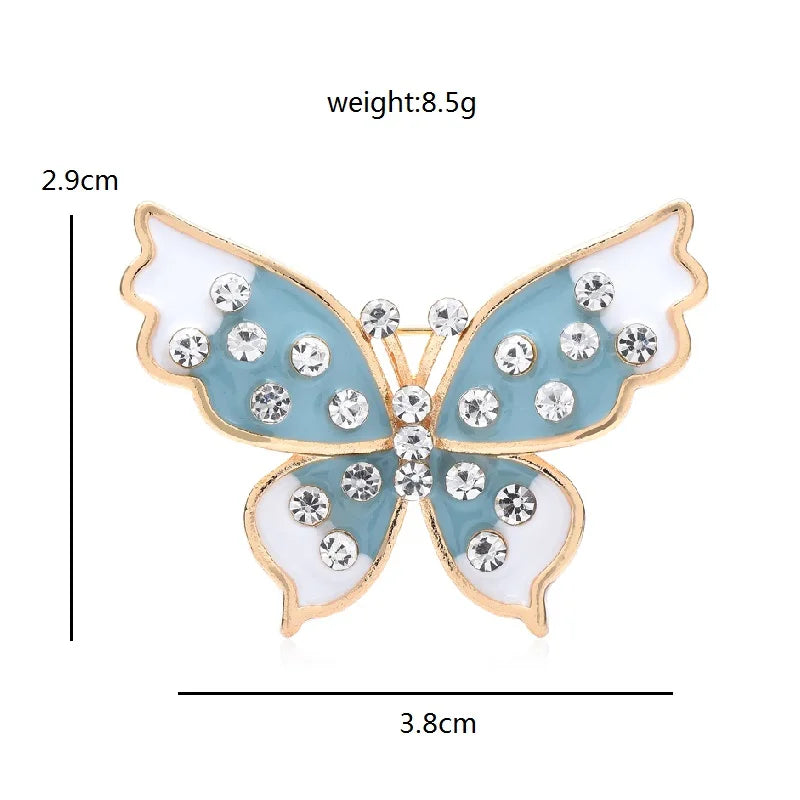 Pastel Enamel Jeweled Butterfly Brooch