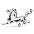 Polished Galloping Horse Stainless Steel Brooch — Silver