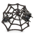 Spider on Rhinestone Web Brooch — Black