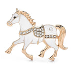 Enamel Tang Dynasty Running Horse Brooch — White