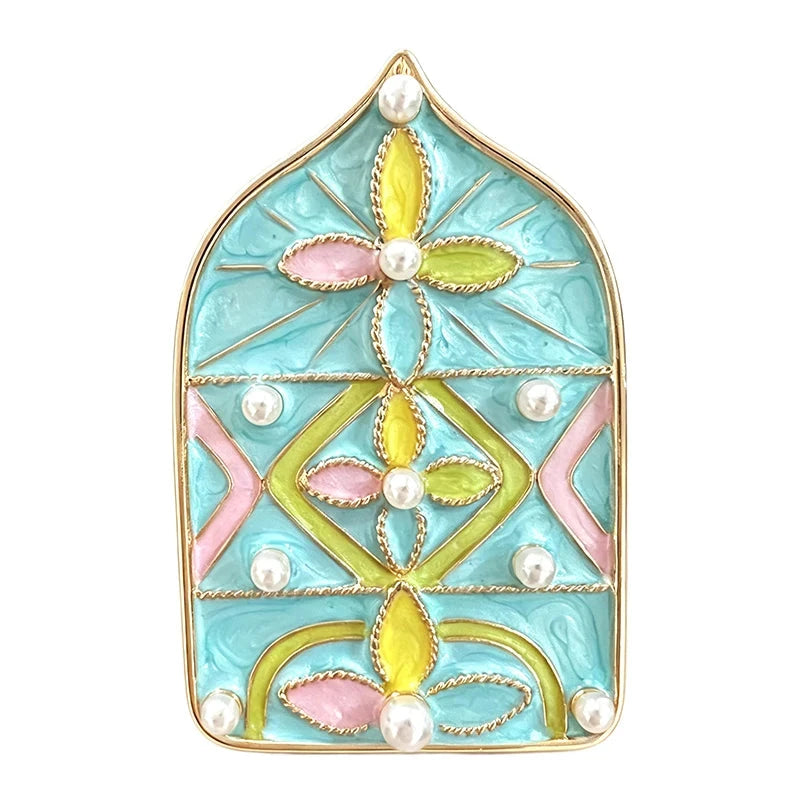 Stained Glass Style Floral Window Brooch original white background product photo