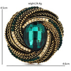 Vintage-Style Faceted Oval with Braided Frame Brooch — dimensions