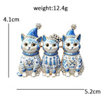 Three Festive Christmas Cats Brooch