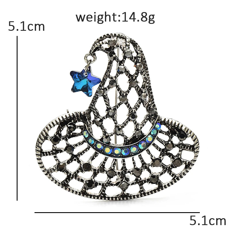 Openwork Witch Hat with Star Charm Brooch