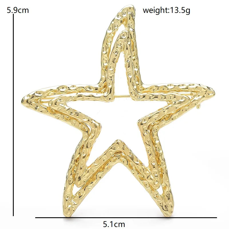 Textured Open Star Brooch — dimensions
