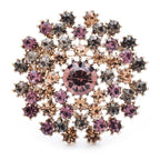 Rhinestone Dandelion Flower with Faceted Center Brooch — Purple