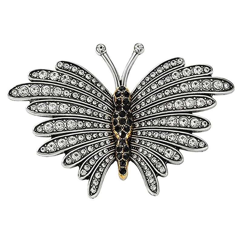 Radiating Butterfly Wings with Sparkling Lines Brooch original white background product photo
