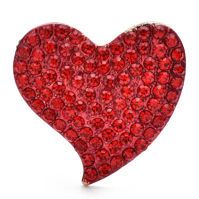 Red Rhinestone Heart Brooch — Red Heart