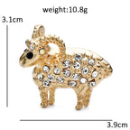 Petite Rhinestone Horned Goat Brooch