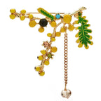Yellow Mimosa Branch with Dangling Stone Brooch — Yellow Mimosa