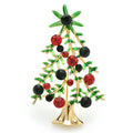 Jeweled Red and Green Christmas Tree Brooch