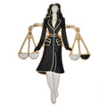 Libra Zodiac Lady with Scales Brooch — Black & Gold