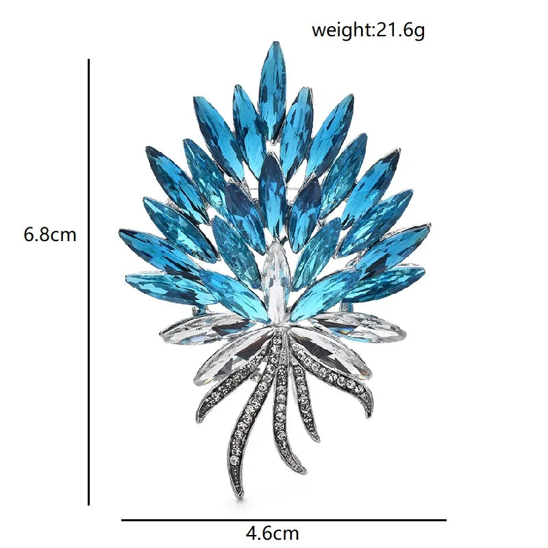 Marquise Rhinestone Bouquet with Bow Brooch — dimensions