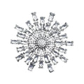 Faceted Rhinestone Sunburst Brooch — Clear