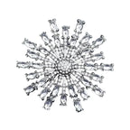 Faceted Rhinestone Sunburst Brooch — Clear