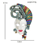 Jeweled Venetian Masquerade Mask Brooch dimensions and weight